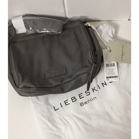 NWT liebeskind berlin small Crossbody handbag Annett Grey Leather Zip Detail - Picture 2 of 9